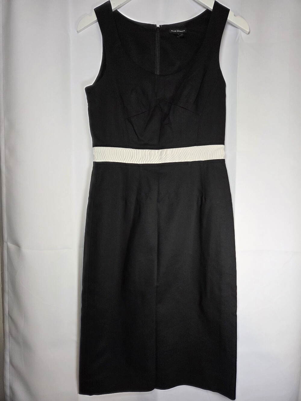 Club Monaco Sleeveless Black Tank Dress Grosgrain Ribbon Trim Stretch Size 2
